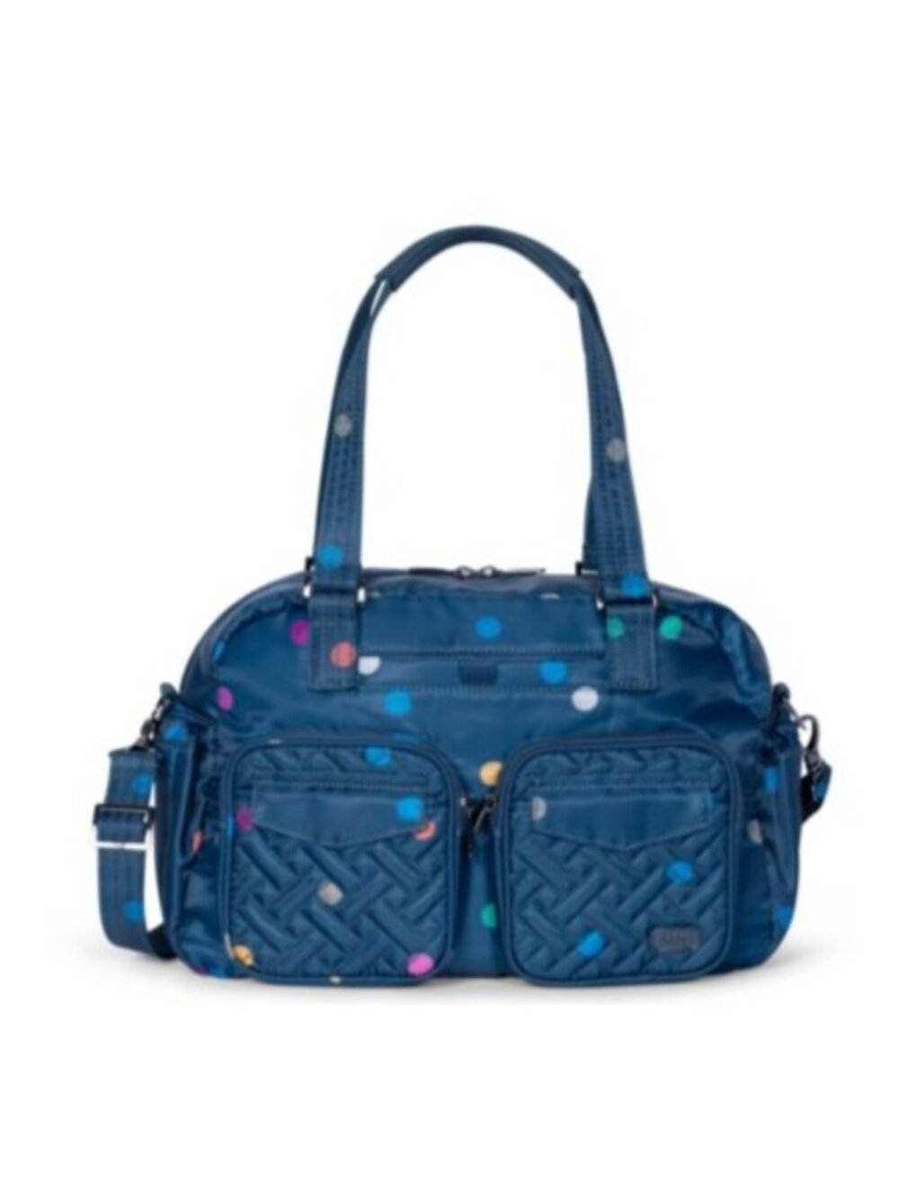 Lug Jumper Carry-All Tote - Unisex, Multi Dots Navy, Front Zip Pocket, Travel Re